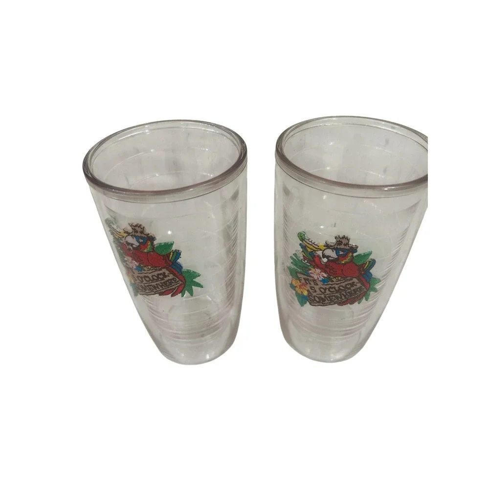 Tervis Tumbler 16oz Clear Its 5 OClock Somewhere Margaritaville Parrot Set of 2
